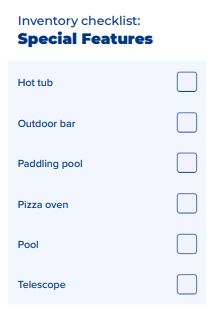Special features checklist